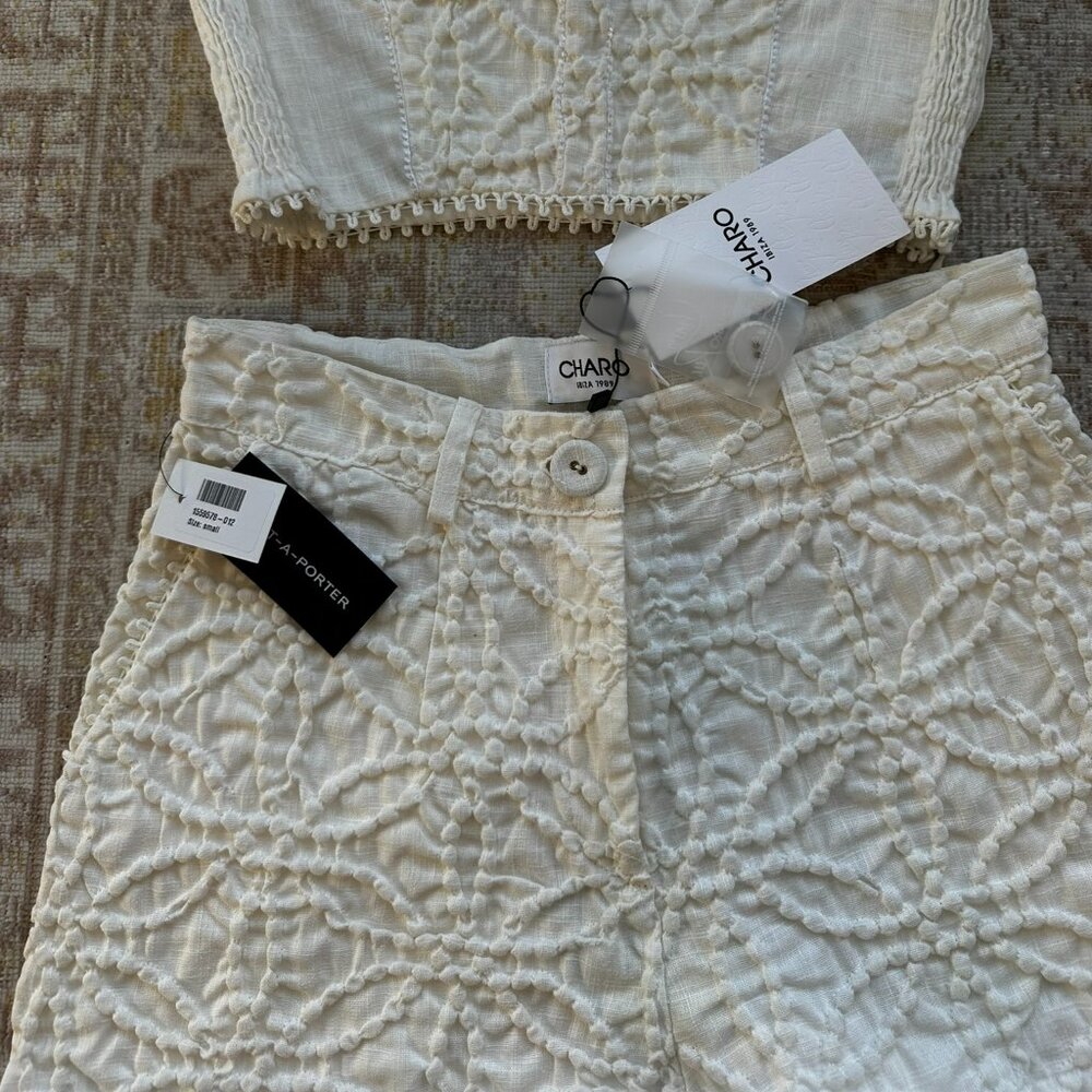 CHARO RUIZ IBIZA Ramie-blend Cloque Shorts Sz Small - Picture 3 of 10